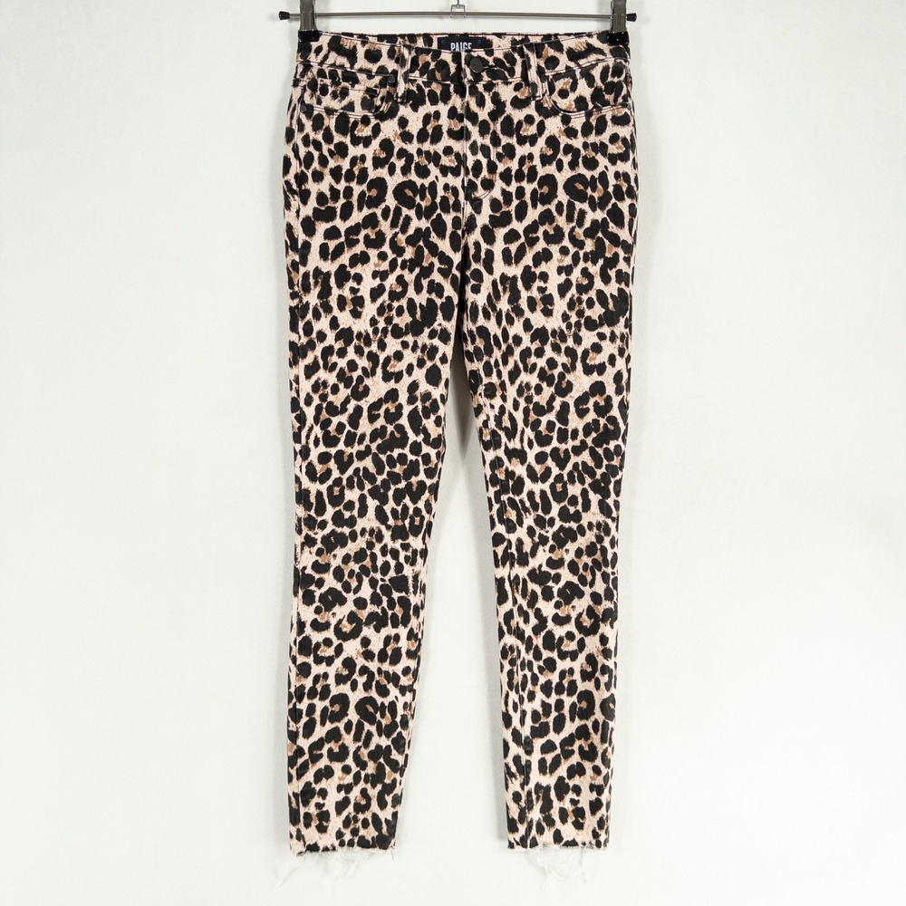 Paige Jeans Women Sz 27 Pink Leopard Hoxton Ankle Cotton Stretch 5 Pocket Casual